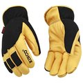 Kincopro Safety Gloves, Men's, XL, Wing Thumb, Shirred Elastic Wrist Cuff, PolyesterSpandex Back, Gold 101HK-XL